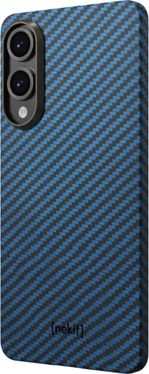 NEKIT Fiber Samsung Galaxy S25 Edge Hoesje MagSafe / Qi2 Kevlar Dun Blauw afbeelding 14