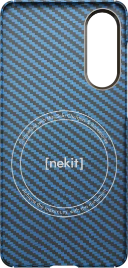 NEKIT Fiber Samsung Galaxy S25 Edge Hoesje MagSafe / Qi2 Kevlar Dun Blauw afbeelding 15