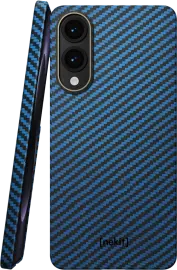 NEKIT Fiber Samsung Galaxy S25 Edge Hoesje MagSafe / Qi2 Kevlar Dun Blauw