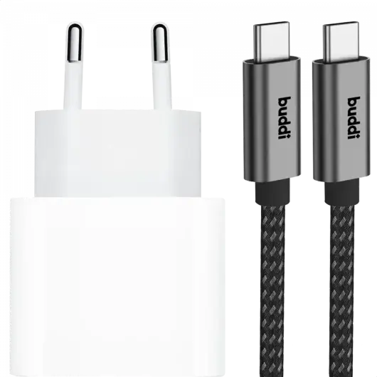 Originele Apple 20W USB-C Oplader met Buddi USB-C Kabel 2M Zwart afbeelding 9