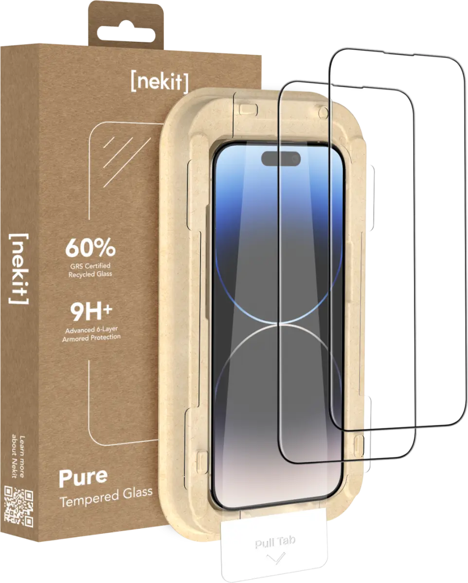 NEKIT Pure Apple iPhone 14 Pro Tempered GRS Glass Installatiebox (2-Pack) afbeelding 1