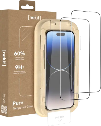 NEKIT Pure Apple iPhone 14 Pro Tempered GRS Glass Installatiebox (2-Pack) afbeelding 1