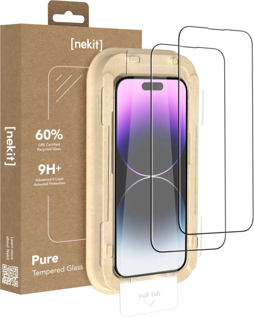 NEKIT Pure Apple iPhone 14 Pro Max Tempered GRS Glass Installatiebox (2-Pack) afbeelding 1