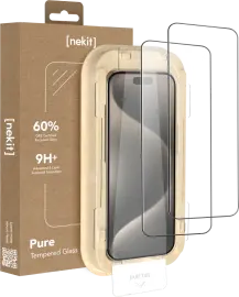 NEKIT Pure Apple iPhone 15 Pro Tempered GRS Glass Installatiebox (2-Pack)