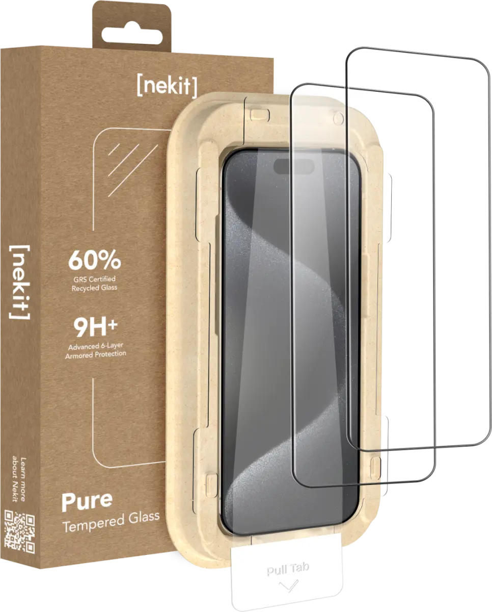 NEKIT Pure Apple iPhone 15 Pro Max Tempered GRS Glass Installatiebox (2-Pack) afbeelding 1