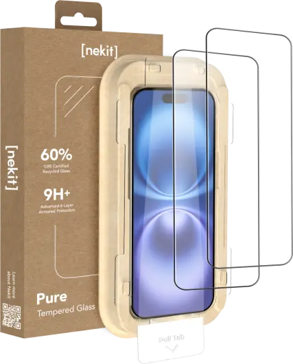 NEKIT Pure Apple iPhone 16 / 15 Tempered GRS Glass Installatiebox (2-Pack) afbeelding 1