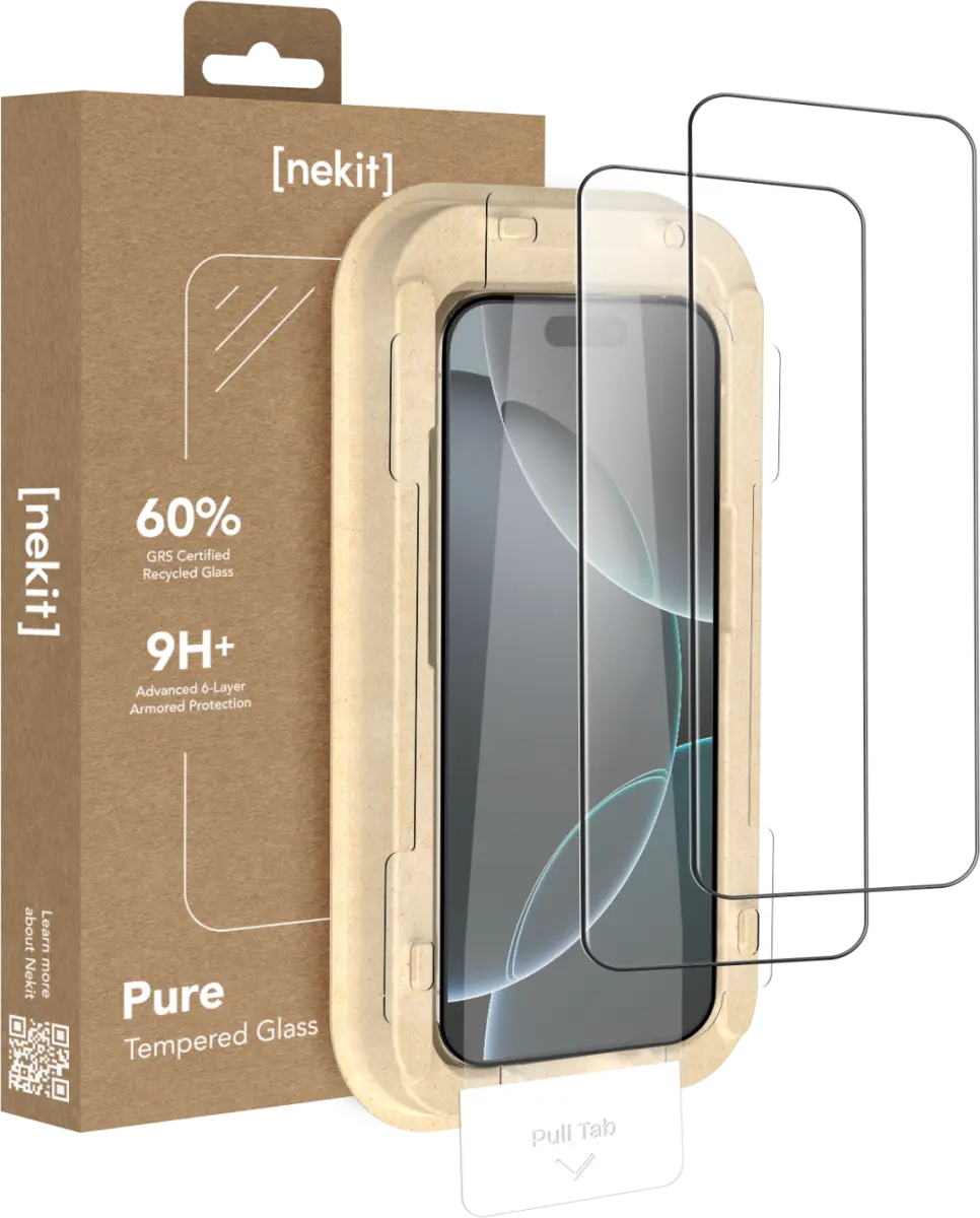NEKIT Pure Apple iPhone 16 Pro Tempered GRS Glass Installatiebox (2-Pack) afbeelding 1