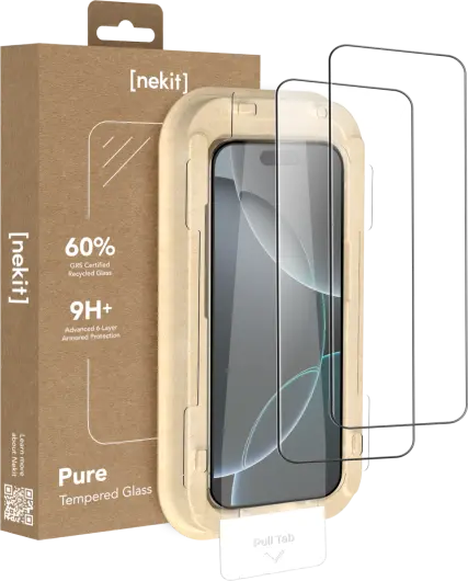 NEKIT Pure Apple iPhone 16 Pro Tempered GRS Glass Installatiebox (2-Pack) afbeelding 1