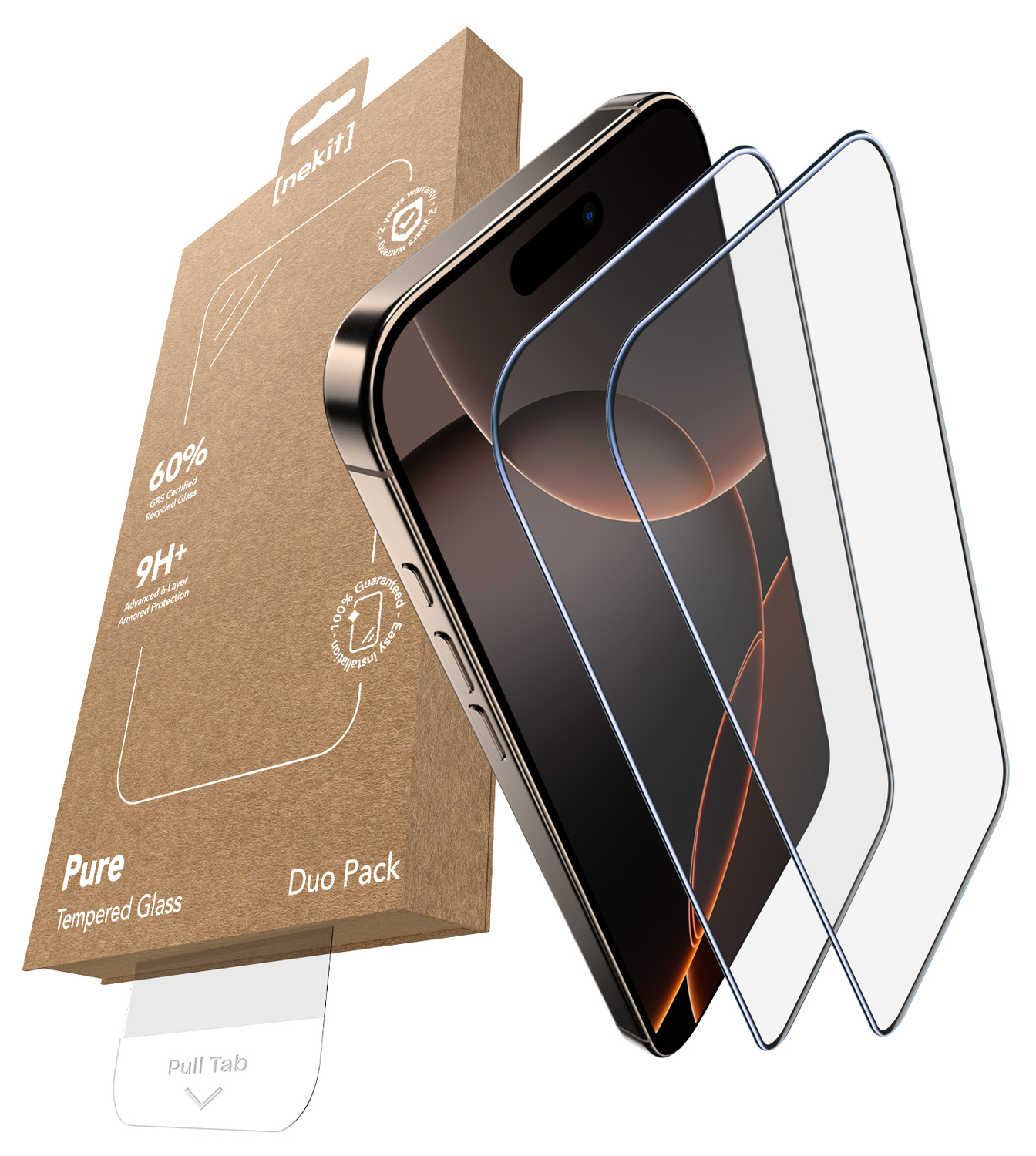 NEKIT Pure Apple iPhone 16 Pro Max Tempered GRS Glass Installatiebox (2-Pack) afbeelding 2