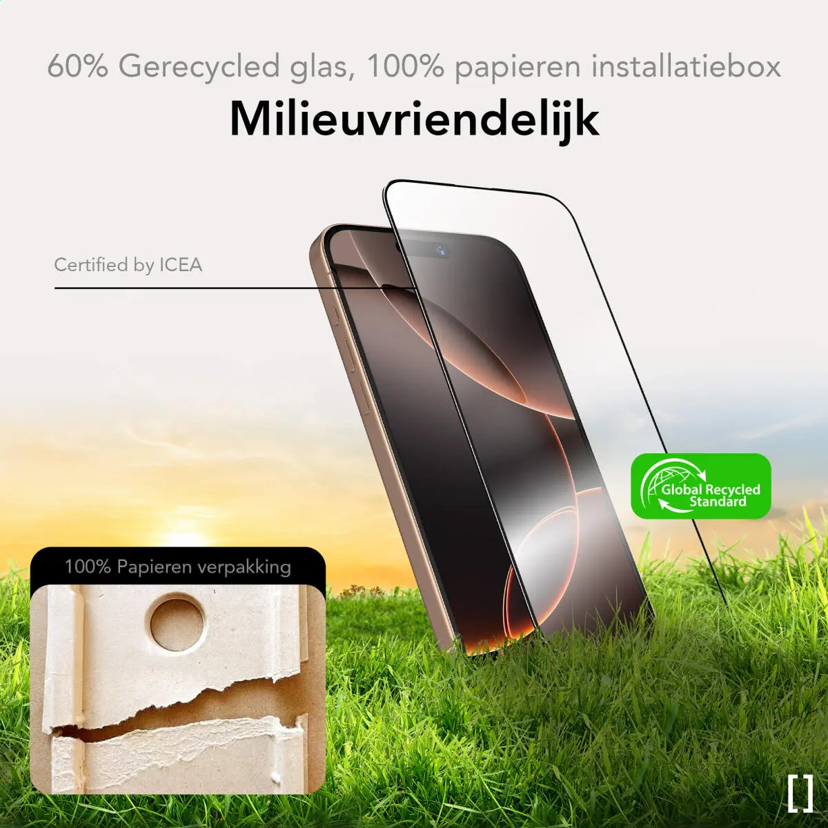 NEKIT Pure iPhone 16e/14/13/13 Pro Tempered GRS Glass Installatiebox (2-Pack) afbeelding 5