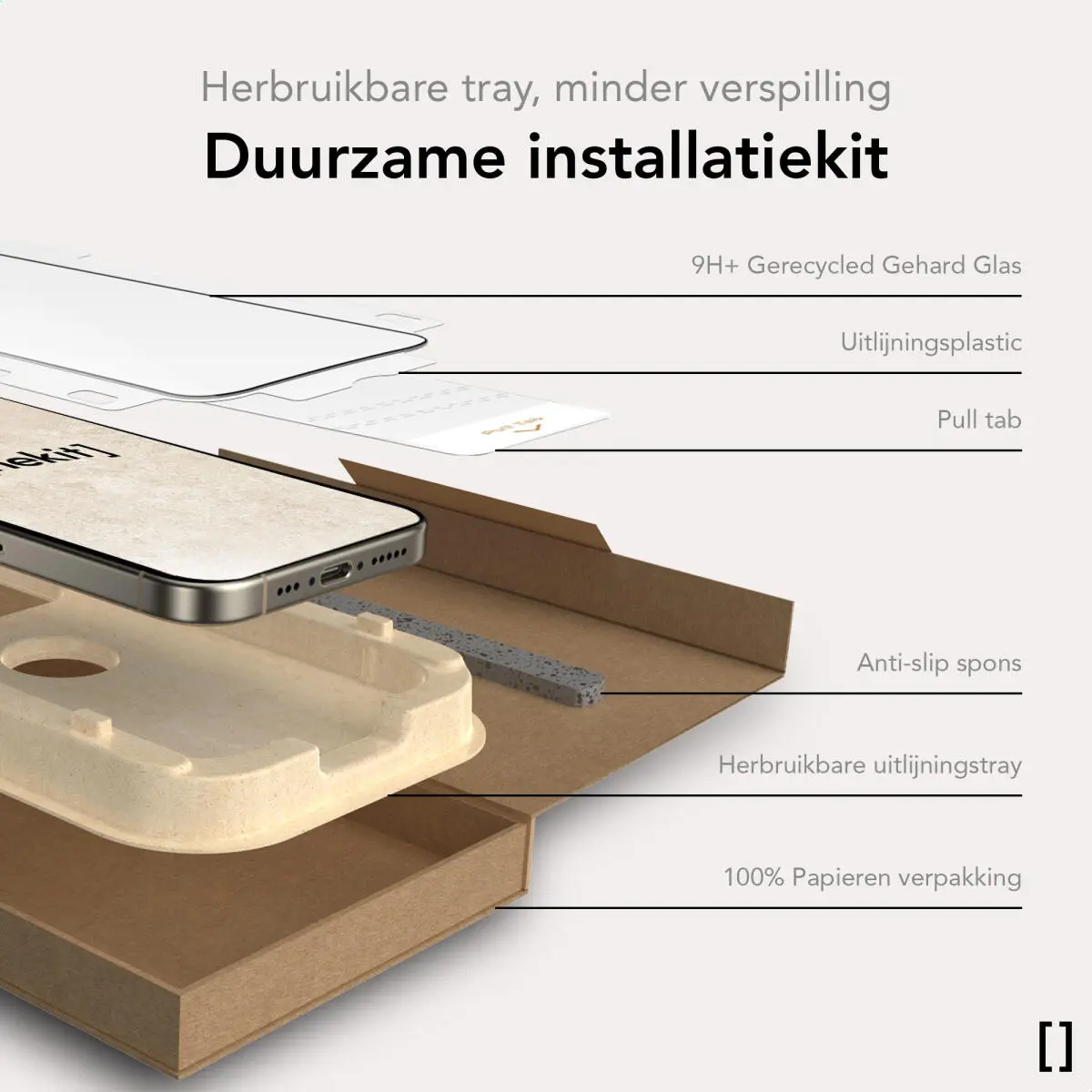 NEKIT Pure iPhone 16e/14/13/13 Pro Tempered GRS Glass Installatiebox (2-Pack) afbeelding 8