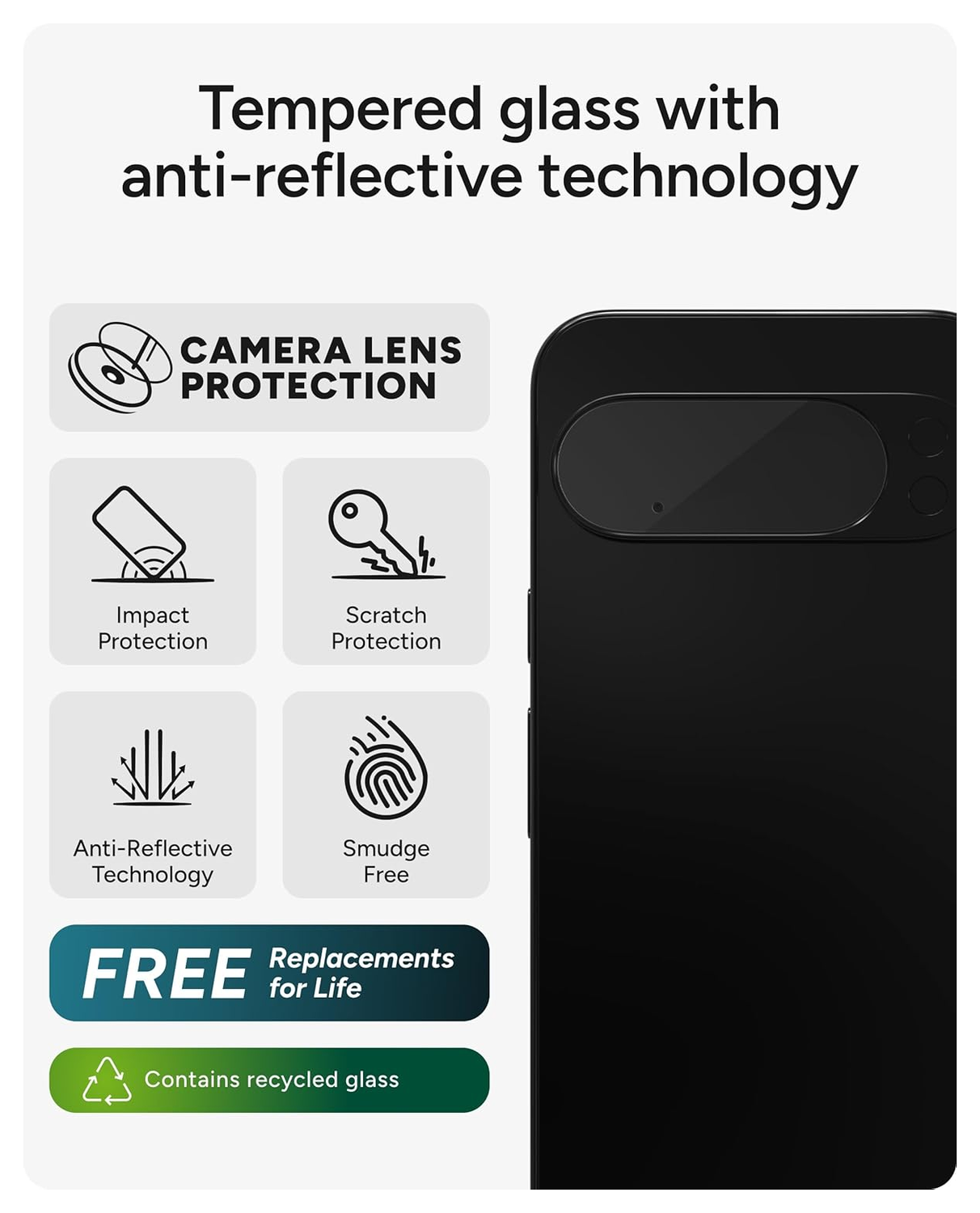 ZAGG InvisibleShield Glass Elite AR Google Pixel 10 Pro XL Camera Protector afbeelding 2