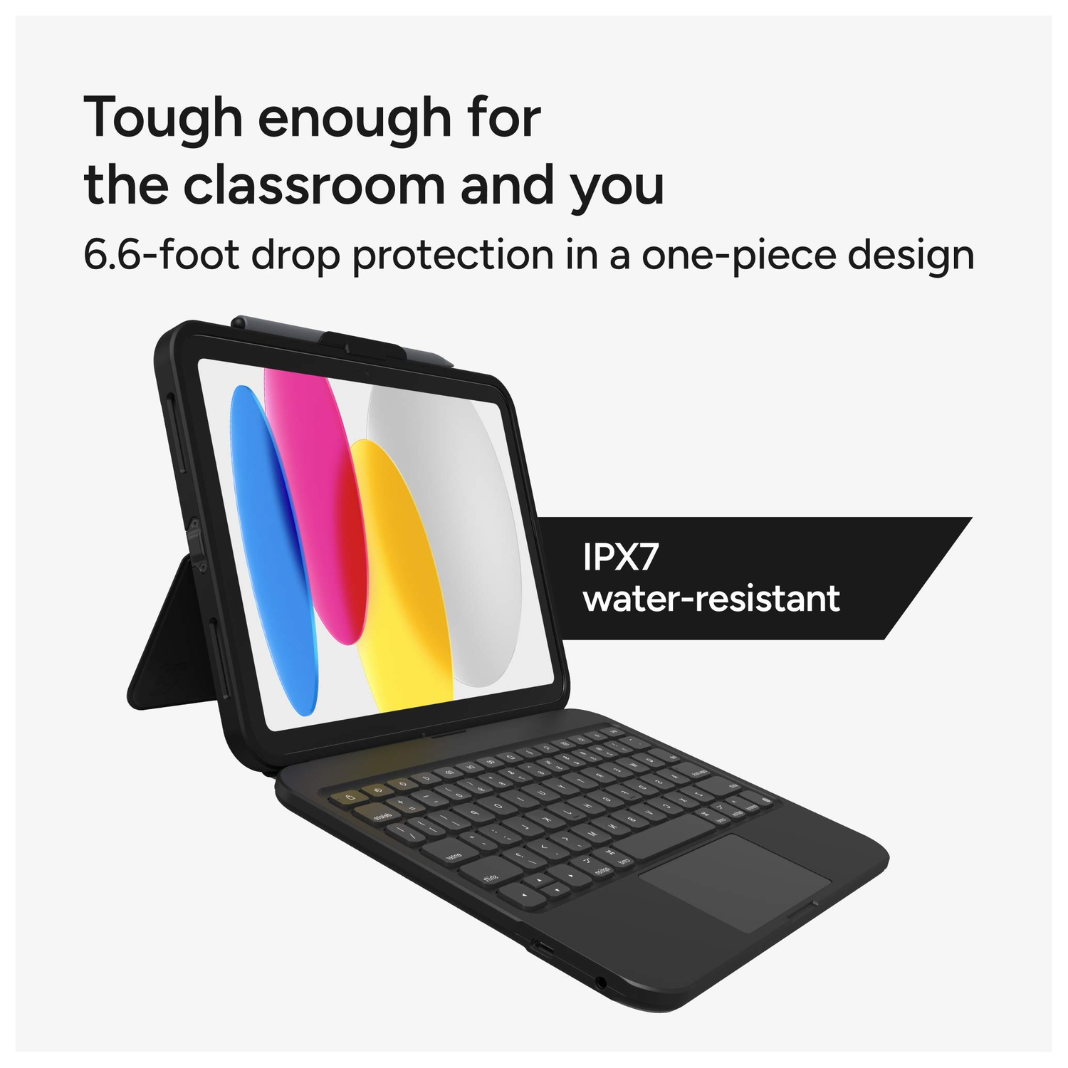 ZAGG Tough Keys iPad 10.9 (2022) Toetsenbord Hoes Book Case Zwart afbeelding 3