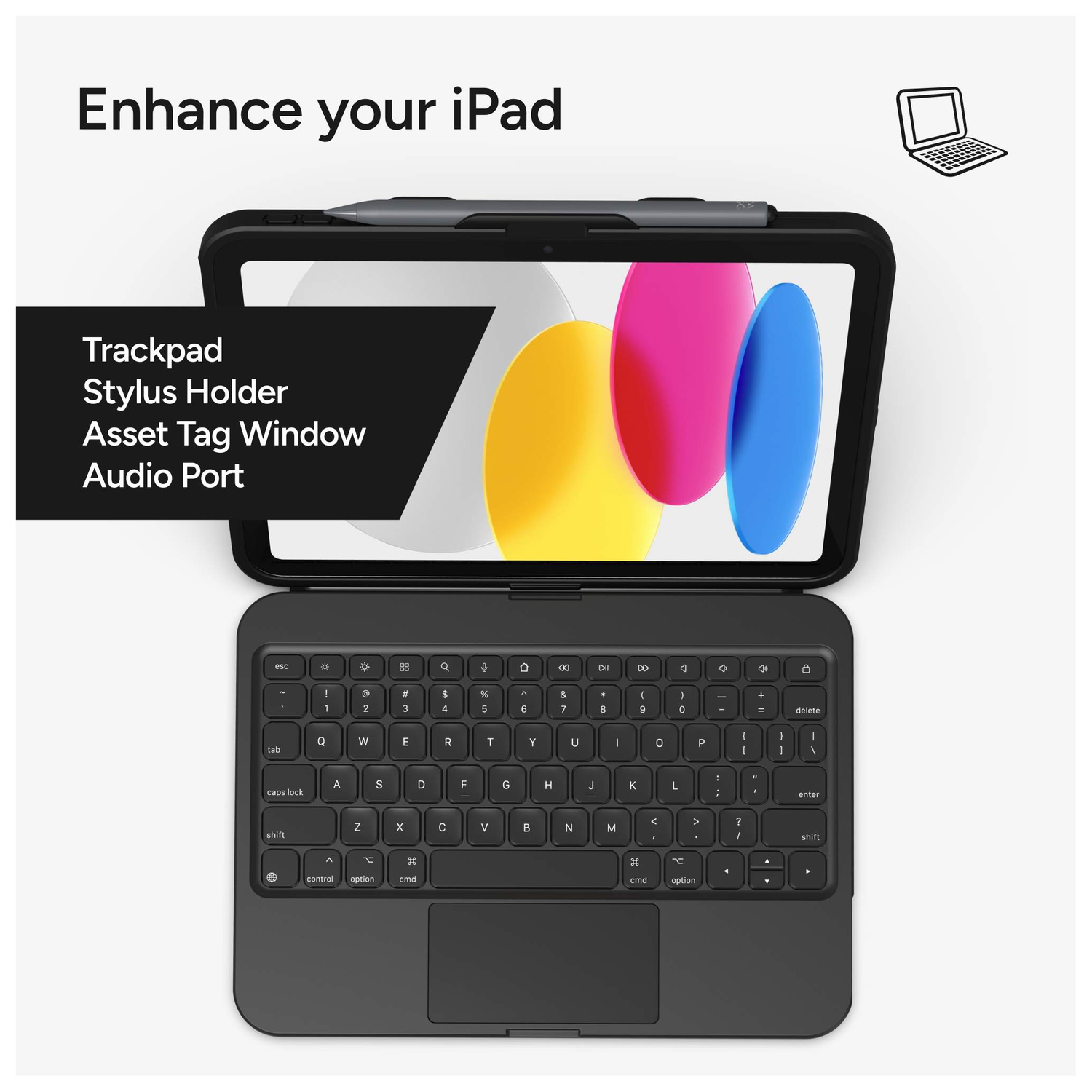 ZAGG Tough Keys iPad 10.9 (2022) Toetsenbord Hoes Book Case Zwart afbeelding 6