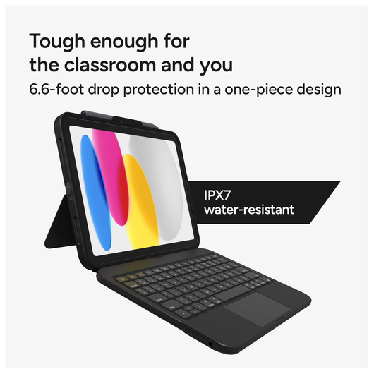 ZAGG Tough Keys iPad 10.9 (2022) Toetsenbord Hoes Book Case Zwart afbeelding 3