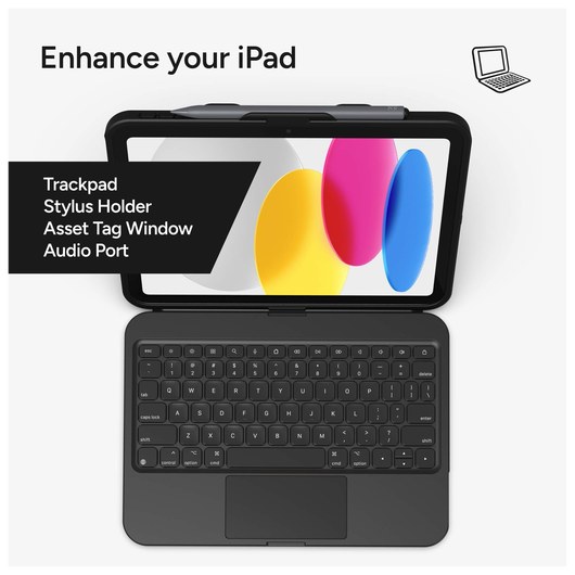 ZAGG Tough Keys iPad 10.9 (2022) Toetsenbord Hoes Book Case Zwart afbeelding 6