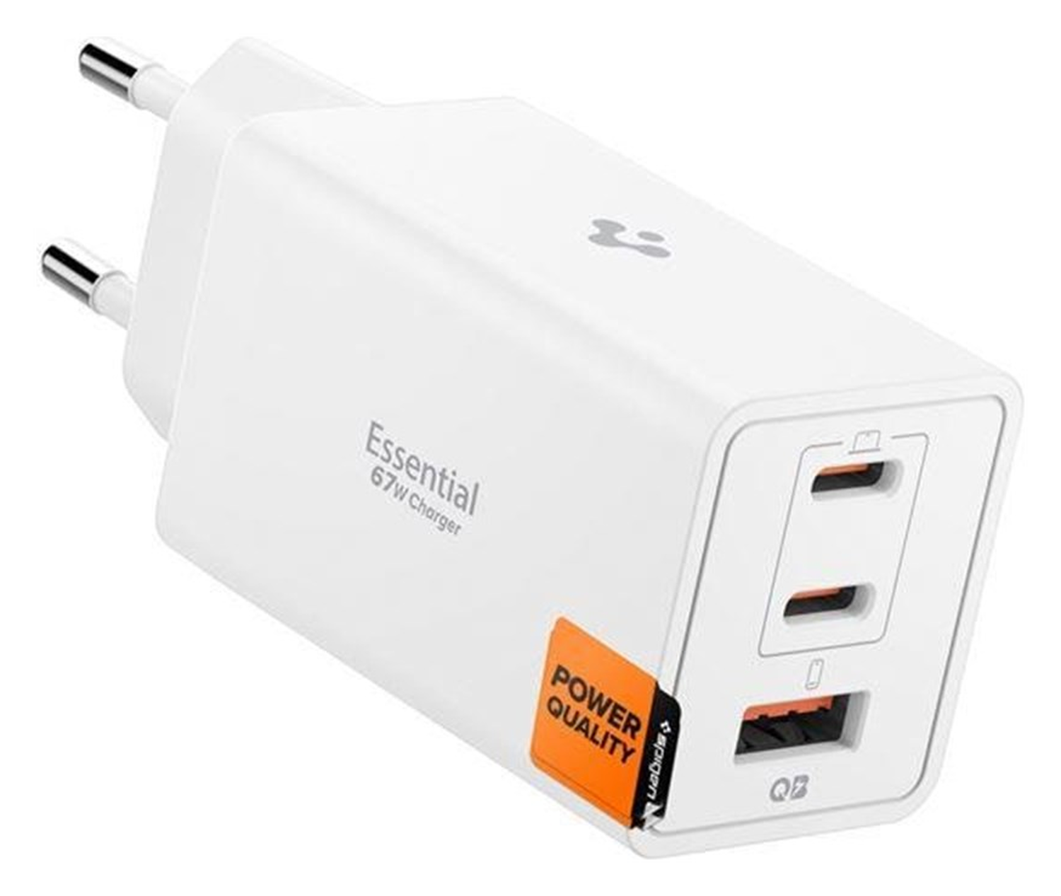 Spigen Essential EE673EU 67W GaN Snellader USB-A/USB-C met Power Delivery Wit afbeelding 1