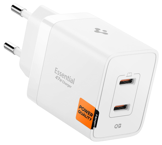 Spigen Essential EE472EU 47W GaN USB-C Snellader Power Delivery Adapter Wit afbeelding 1