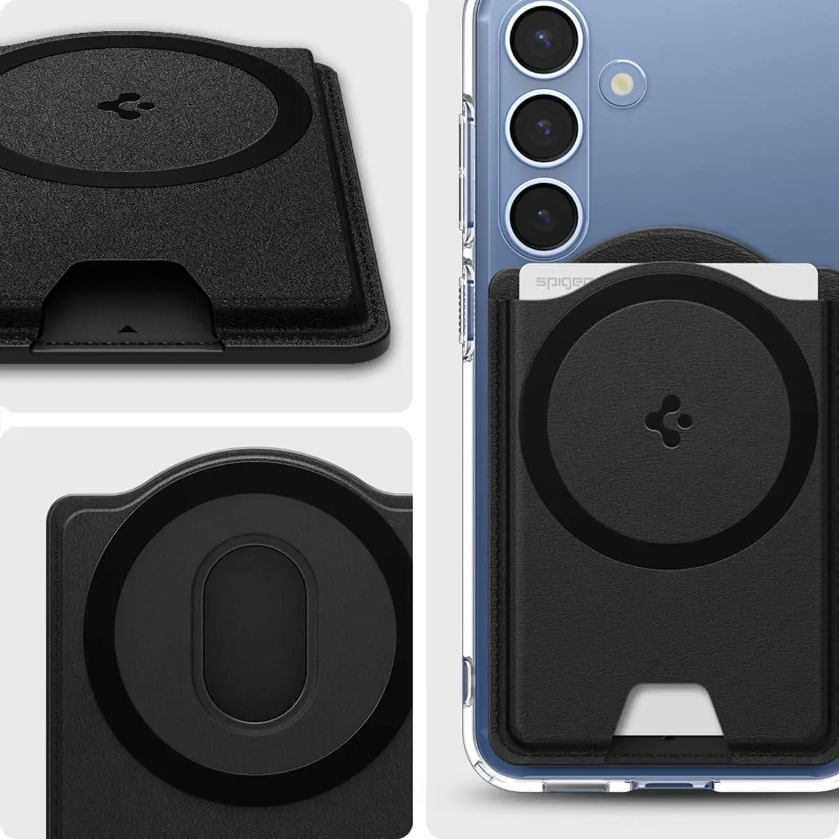 Spigen Valentinus MagFit+ Magnetische MagSafe Kaarthouder Zwart afbeelding 9