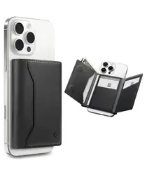 Spigen Valentinus S MagFit MagSafe Kaarthouder RFID Portemonnee Zwart afbeelding