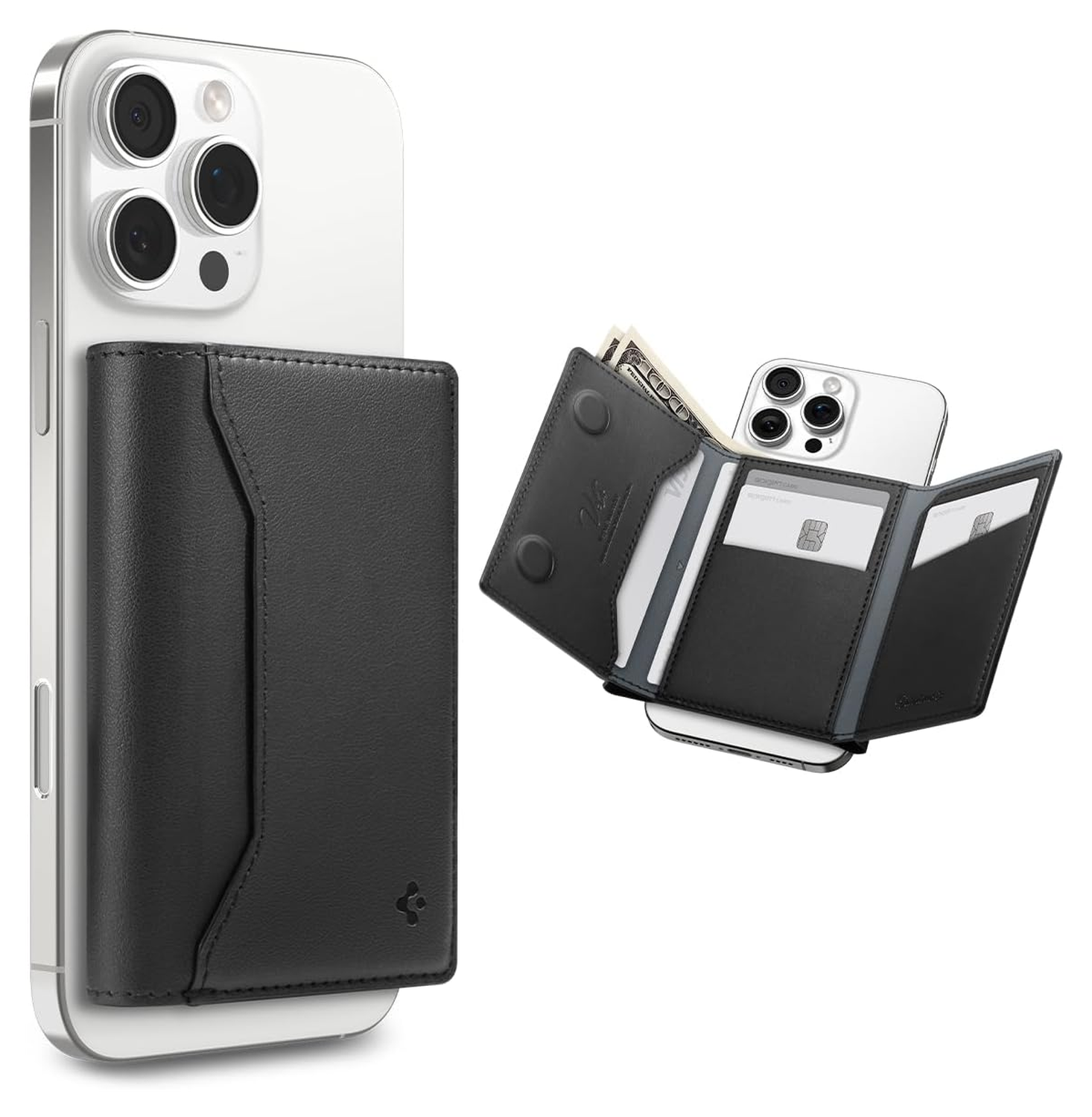 Spigen Valentinus S MagFit MagSafe Kaarthouder RFID Portemonnee Zwart afbeelding 1