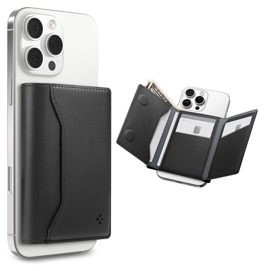 Spigen Valentinus S MagFit MagSafe Kaarthouder RFID Portemonnee Zwart afbeelding 1