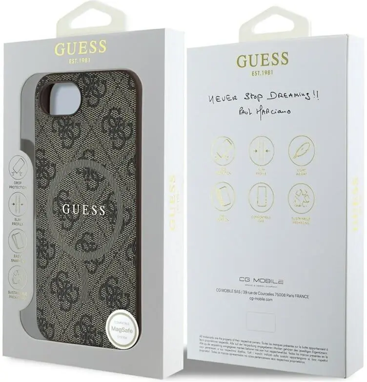 Guess Apple iPhone 16e Hoesje Hard Case 4G Monogram Logo Bruin afbeelding 8