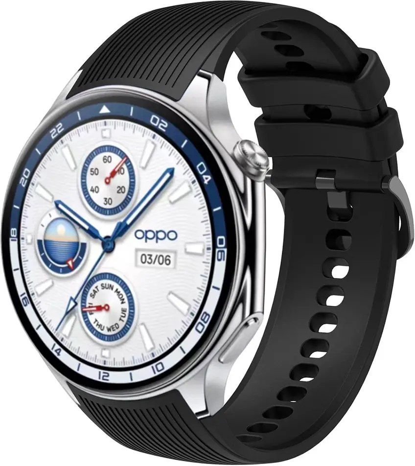 OnePlus Watch 3 / 2R / 2 Bandje - Siliconen met Gespsluiting - Zwart afbeelding 3