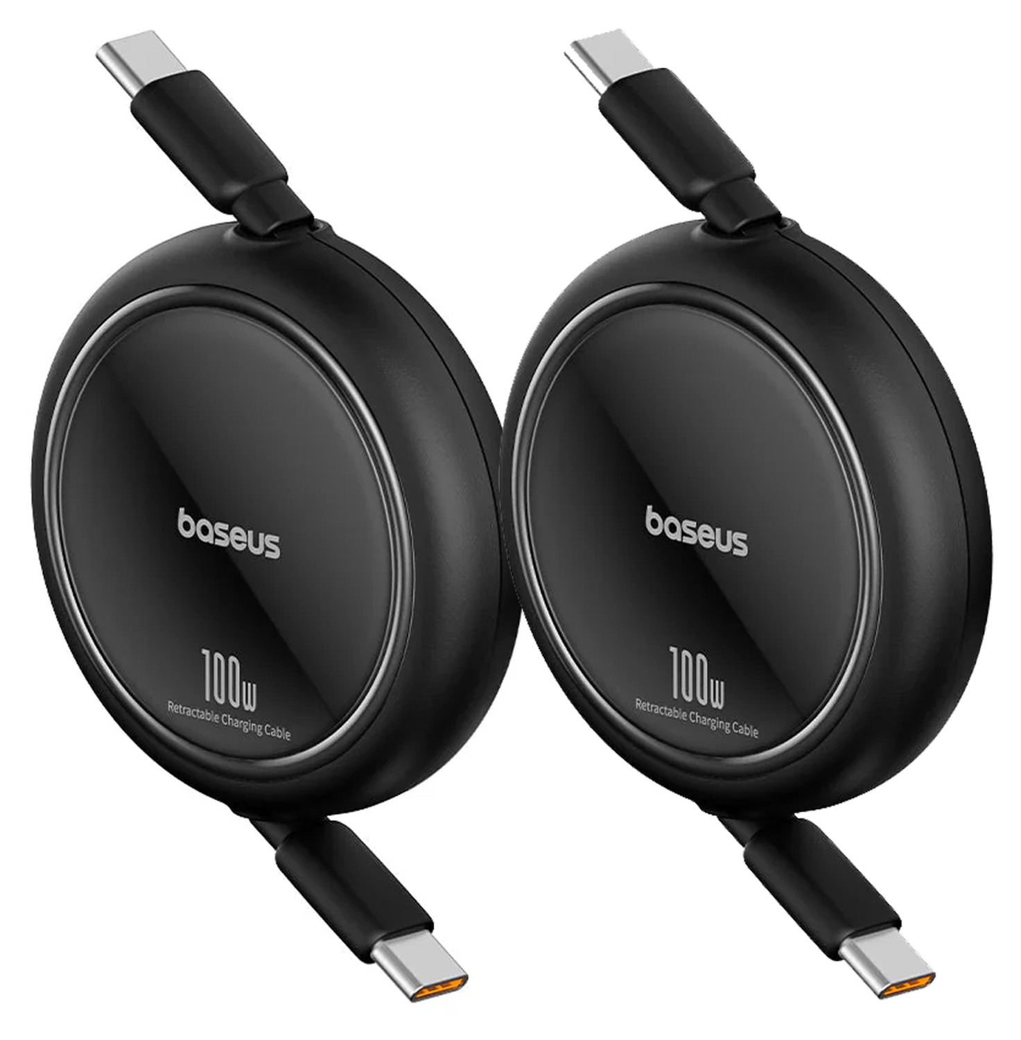 Baseus Free2Pull Oprolbare USB-C Kabel 100W Power Delivery 2M Zwart (2-Pack) afbeelding 1