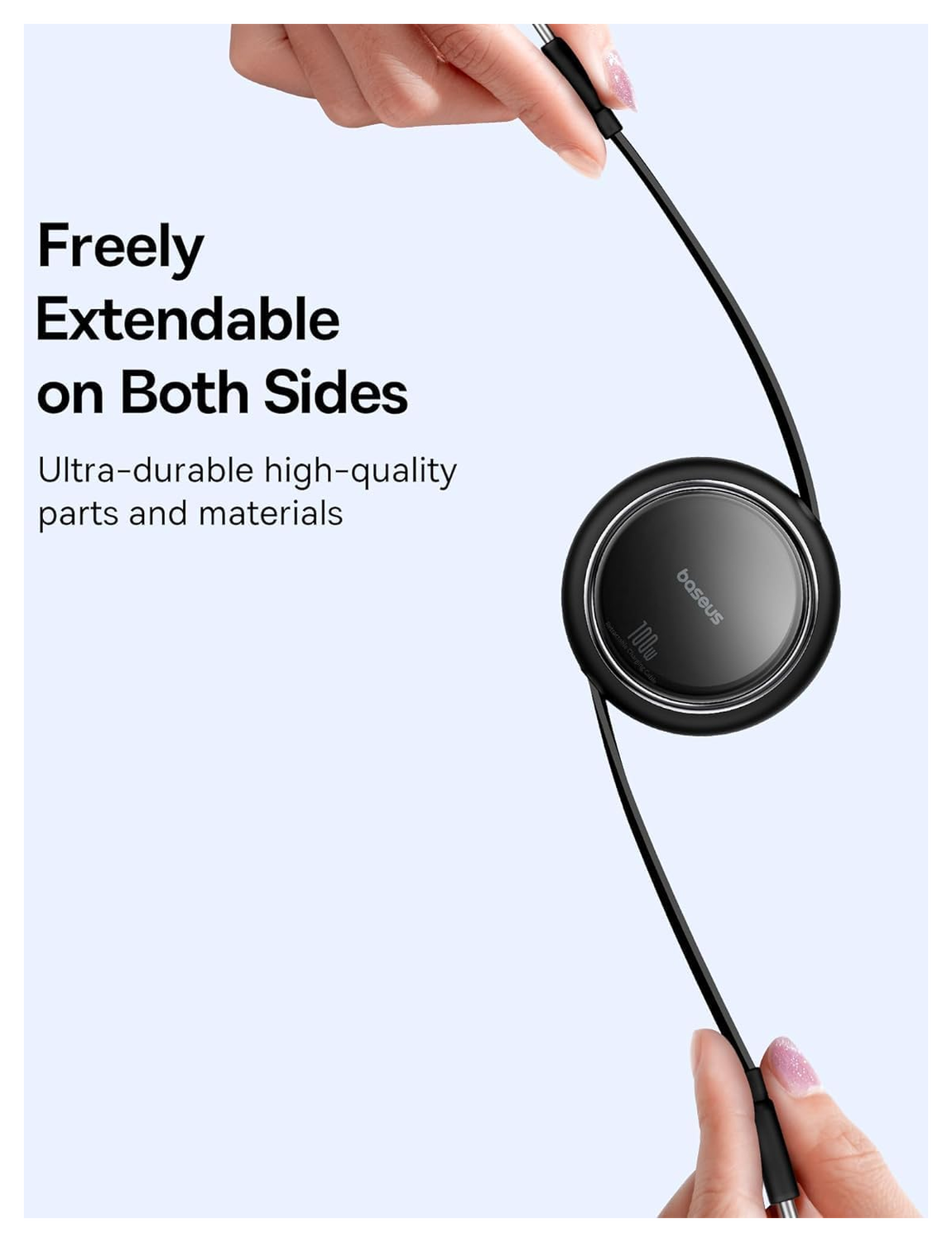 Baseus Free2Pull Oprolbare USB-C Kabel 100W Power Delivery 2M Zwart (2-Pack) afbeelding 5