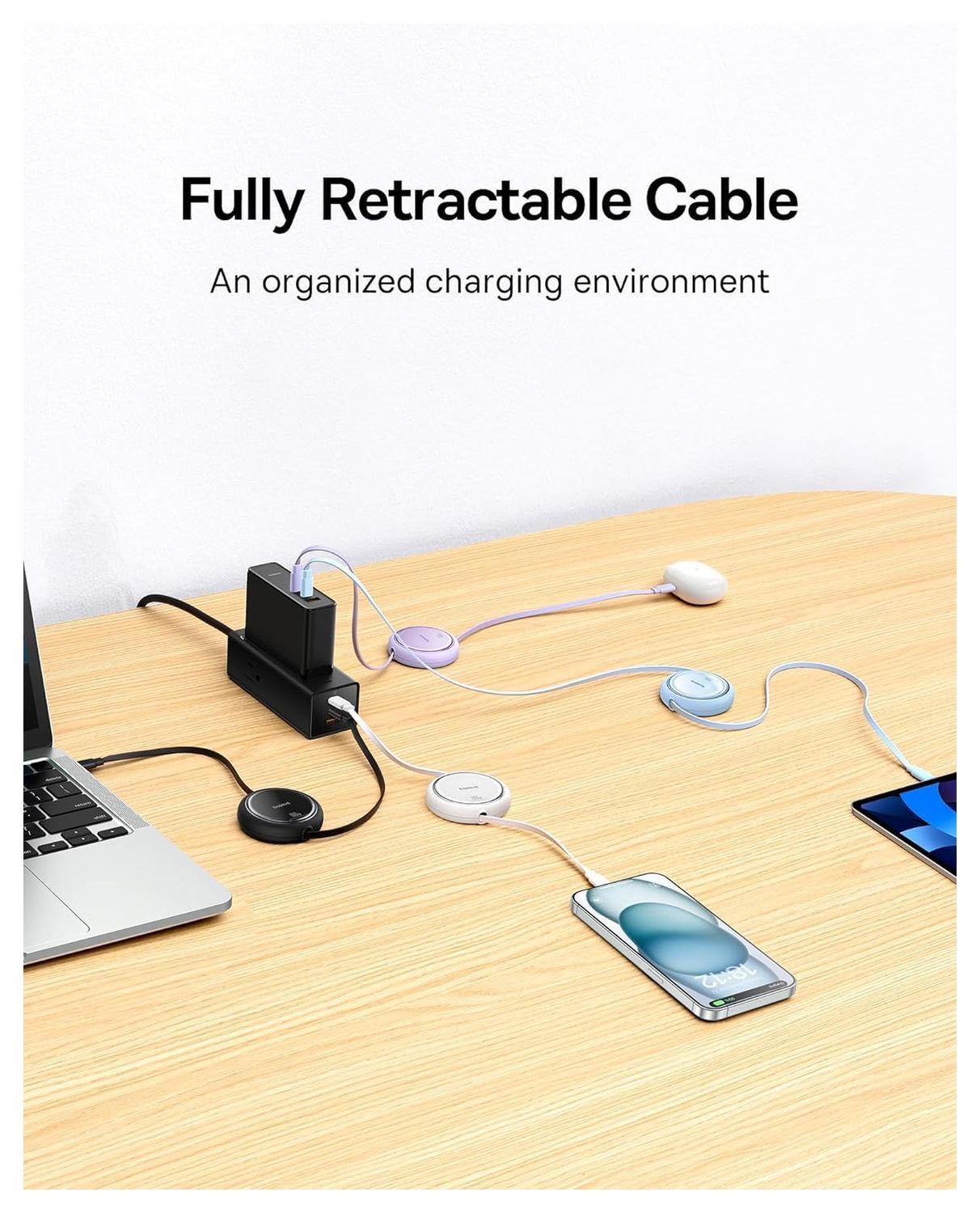 Baseus Free2Pull Oprolbare USB-C Kabel 100W Power Delivery 2M Zwart (2-Pack) afbeelding 6