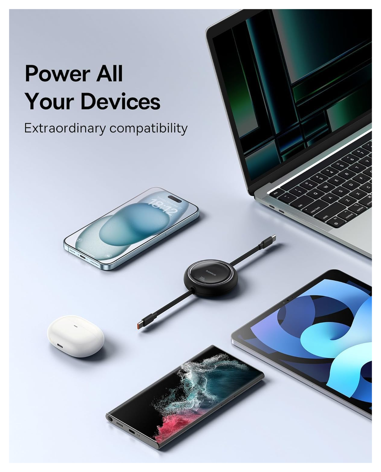Baseus Free2Pull Oprolbare USB-C Kabel 100W Power Delivery 2M Zwart (2-Pack) afbeelding 8