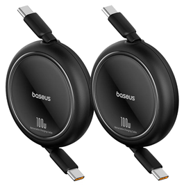 Baseus Free2Pull Oprolbare USB-C Kabel 100W Power Delivery 2M Zwart (2-Pack)