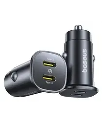 Baseus GoTrip 30W PD Autolader Duo USB-C Poort met Snelladen Zwart afbeelding