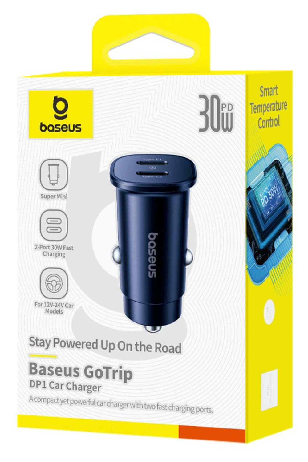Baseus GoTrip 30W PD Autolader Duo USB-C Poort met Snelladen Zwart afbeelding 10
