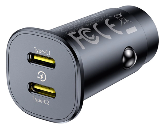 Baseus GoTrip 30W PD Autolader Duo USB-C Poort met Snelladen Zwart afbeelding 4