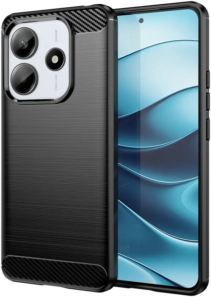 Xiaomi Redmi Note 14 5G Hoesje Geborsteld TPU Flexibele Back Cover Zwart afbeelding 1