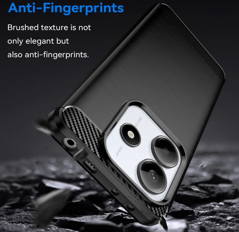 Xiaomi Redmi Note 14 5G Hoesje Geborsteld TPU Flexibele Back Cover Zwart afbeelding 4