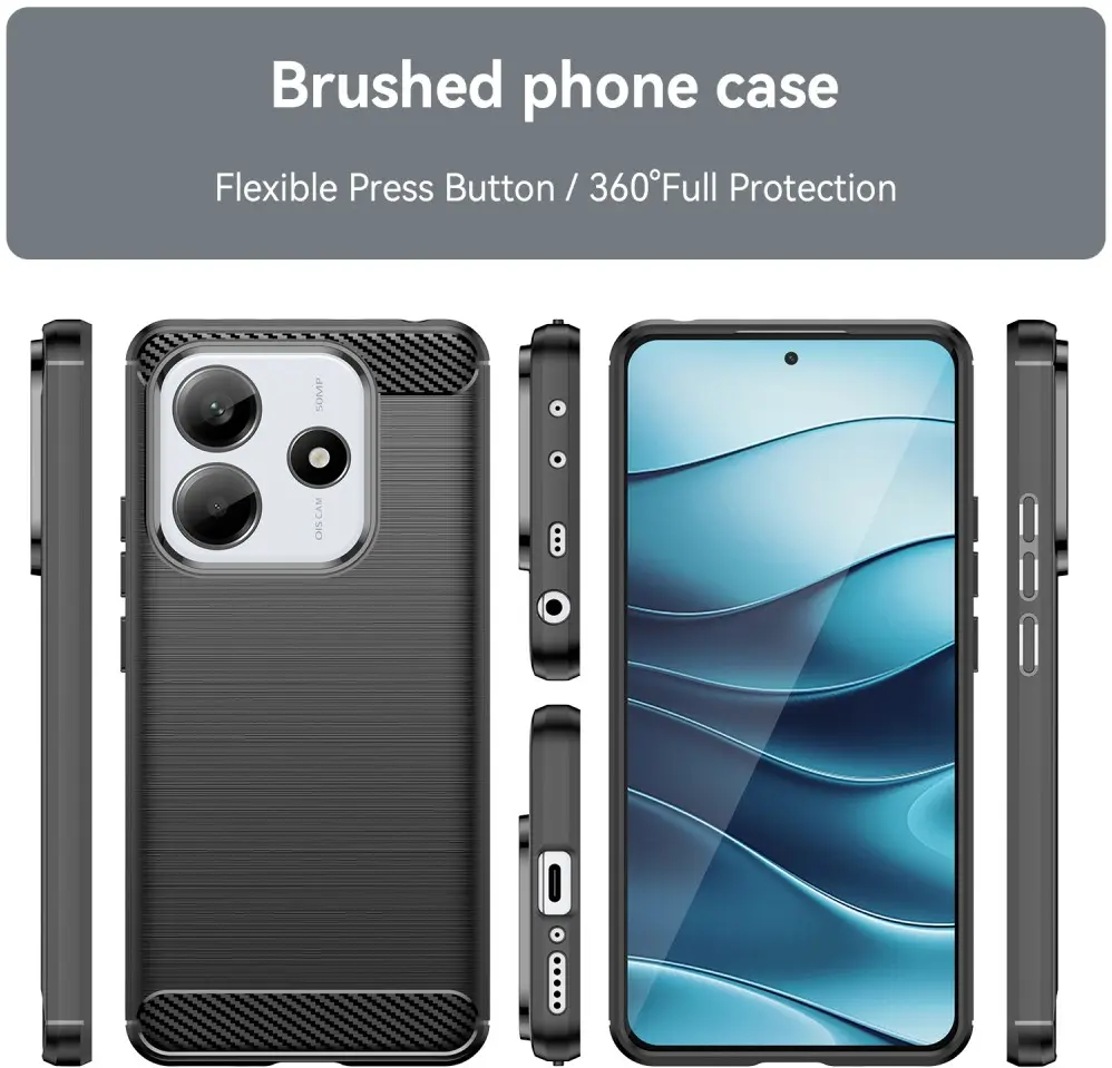 Xiaomi Redmi Note 14 5G Hoesje Geborsteld TPU Flexibele Back Cover Zwart afbeelding 8