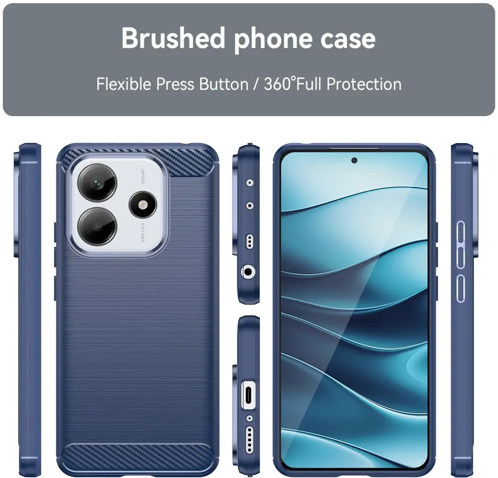 Xiaomi Redmi Note 14 5G Hoesje Geborsteld TPU Flexibele Back Cover Blauw afbeelding 8