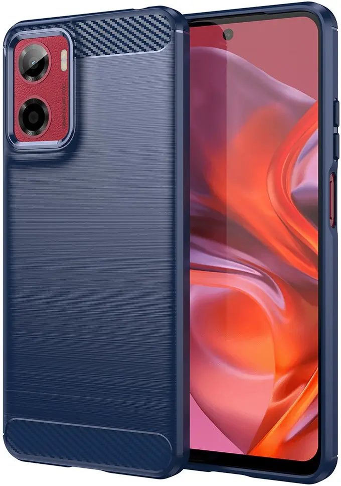 Motorola Moto E15 Hoesje Geborsteld TPU Flexibele Back Cover Blauw afbeelding 1