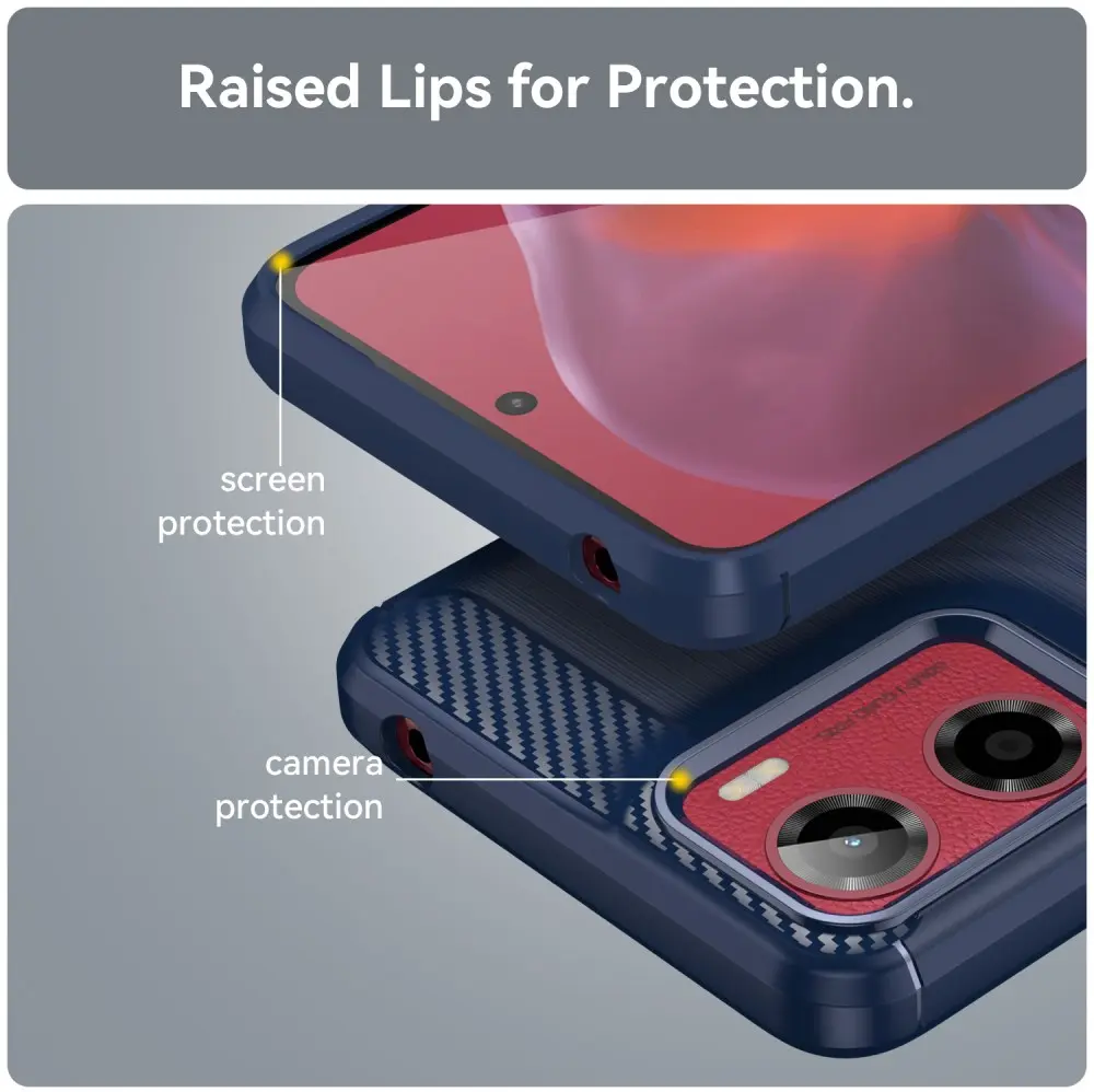Motorola Moto E15 Hoesje Geborsteld TPU Flexibele Back Cover Blauw afbeelding 7