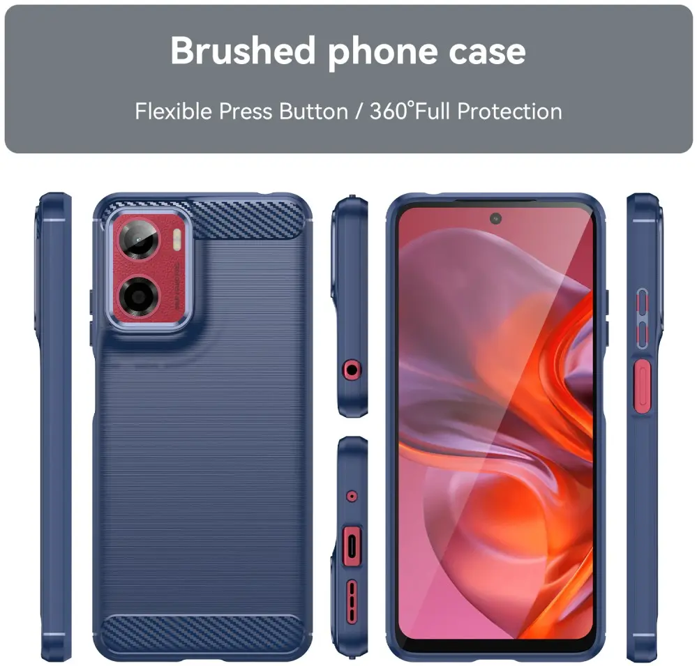 Motorola Moto E15 Hoesje Geborsteld TPU Flexibele Back Cover Blauw afbeelding 8