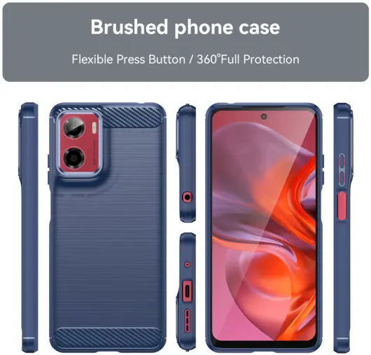 Motorola Moto E15 Hoesje Geborsteld TPU Flexibele Back Cover Blauw afbeelding 8