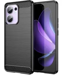 Oppo Reno 13 F Hoesje Geborsteld TPU Flexibele Back Cover Zwart afbeelding