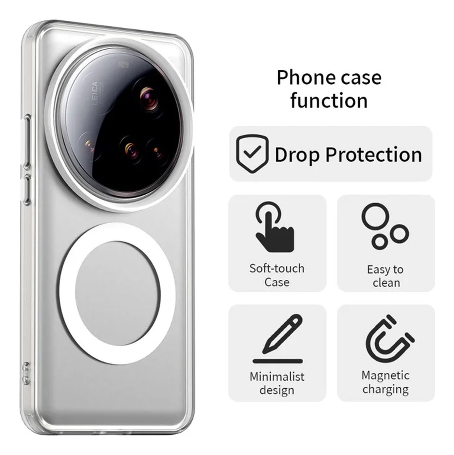 Xiaomi 15 Ultra Hoesje Hard Back Cover met MagSafe Transparant afbeelding 2