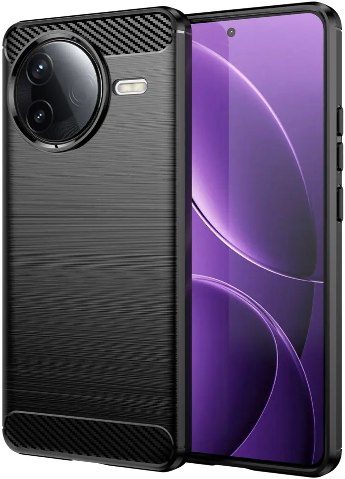 Xiaomi Poco F7 Pro Hoesje Geborsteld TPU Flexibele Back Cover Zwart afbeelding 1