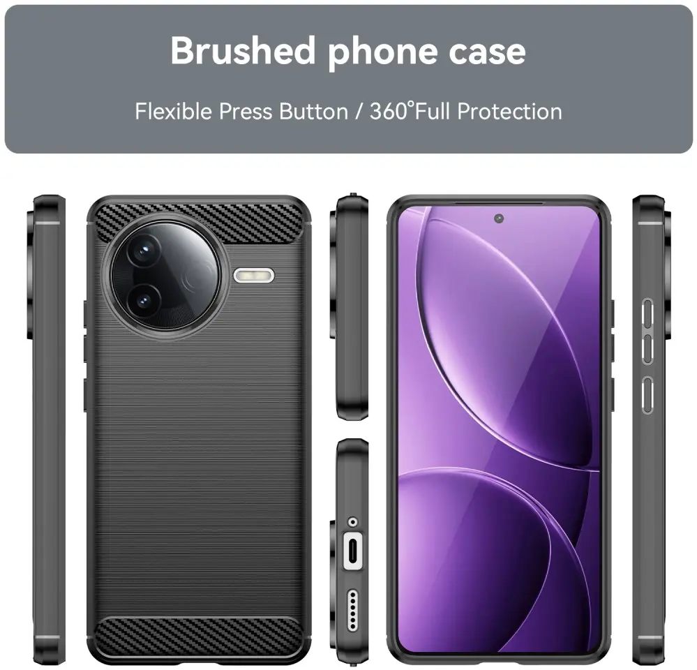 Xiaomi Poco F7 Pro Hoesje Geborsteld TPU Flexibele Back Cover Zwart afbeelding 8