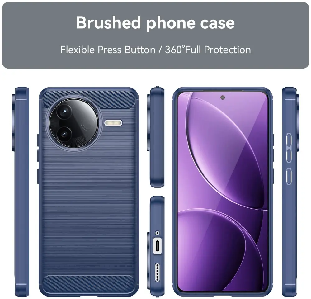 Xiaomi Poco F7 Pro Hoesje Geborsteld TPU Flexibele Back Cover Blauw afbeelding 8