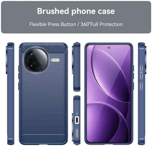 Xiaomi Poco F7 Pro Hoesje Geborsteld TPU Flexibele Back Cover Blauw afbeelding 8